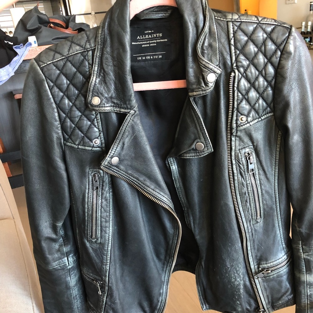 All Saints Cargo Leather Biker Jacket